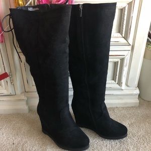 Over the Knee Wedge Boot - wide calf